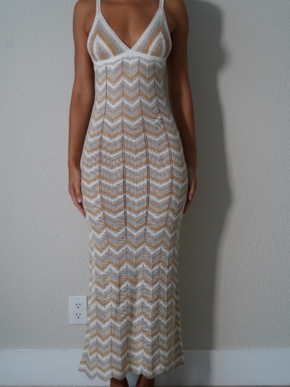 Capittana Alaia Stripe Cover-Up Maxi Sweater Dress, Main, color, BEIGE Alaia
